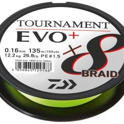 Tresse Daiwa Tournament Evo+ 8brins 135m - Chartreuse 8/100-4,9KG