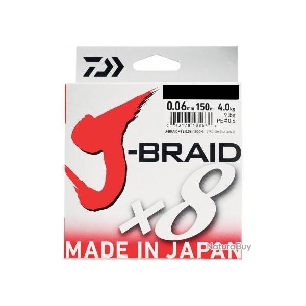 Tresse Daiwa J-Braid X 8 150M - Verte 16/100-8,1KG