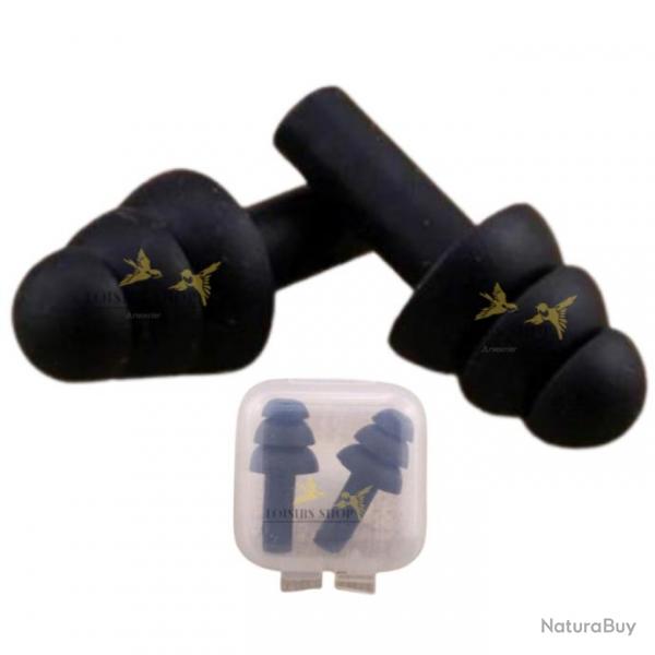 Bouchons d'oreilles souples anti-bruits rutilisables en silicone tanche avec bote de rangement