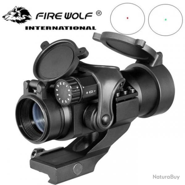 Fire Wolf Viseur Point Rouge Lumineux Rouge et Vert -