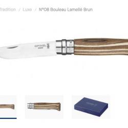 Opinel N°08 Collection Bouleau Lamellé Brun