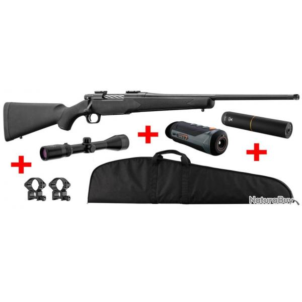 Pack grande chasse Mossberg Patriot Cal.30-06 + Vision thermique Pixfra + Modrateur de son + Lunett