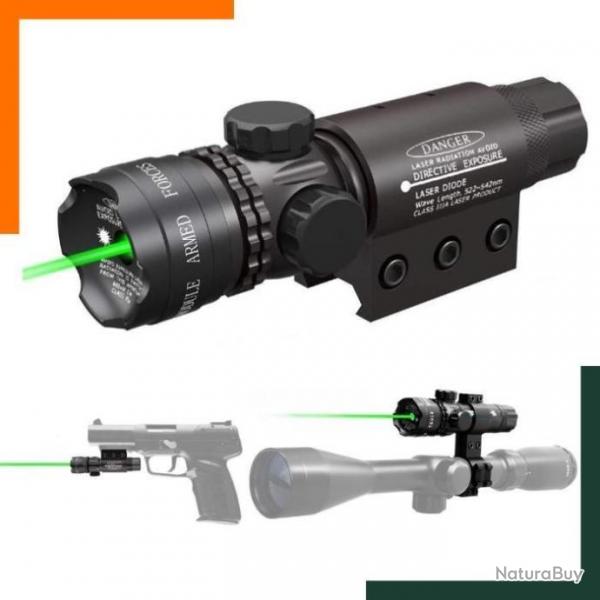 Pointeur laser vert - Picatinny - Class IIIA - Aluminium - Noir - Garantie 2 ans