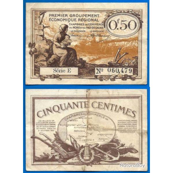 Nord Pas de Calais 0.50 centimes Chambres des Commerces 1918  1925 Serie E