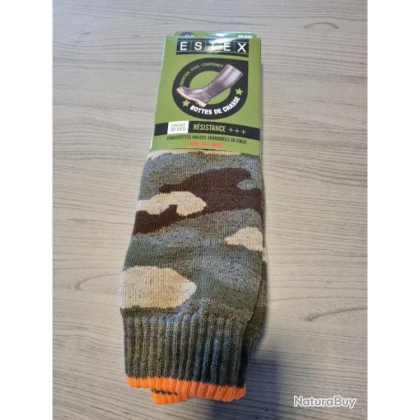 1 paire de chaussettes renforces Outdoor en camouflage idale pour bottes de chasse pointure 39/42