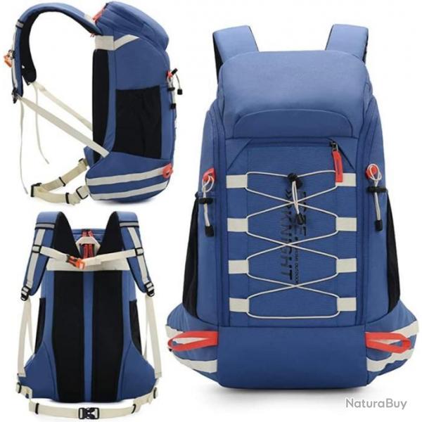 Sac  Dos de Randonne Lger Impermable 40 l Avec Housse Pluie Camping Escalade Ski Cyclisme Bleu