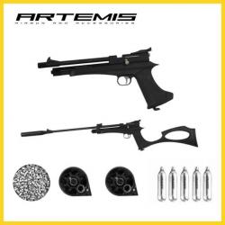 Pistolet Carabine ARTEMIS CP2 cal.4.5 - 10 JOULES CO2 + boîte de plombs  + 5 Co2 Gamo + 2 barillets1