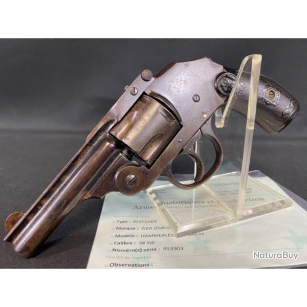 revolver 38 sw. modele hammerless de chez IVER