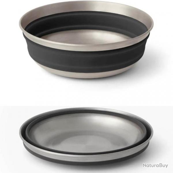 Bol pliable Sea to Summit Detour Stainless Steel Collapsible Bowl M noir