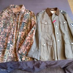 Lot 2 vestes allemande WW21 veste rad authentique1 veste camouflage petit pois reproduction