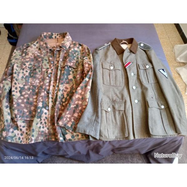 Lot 2 vestes allemande WW21 veste rad authentique1 veste camouflage petit pois reproduction