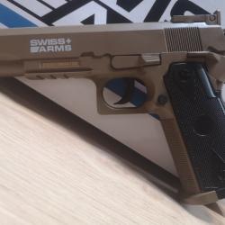 P1911 match CO2 Tan semi auto Swiss Arms bille 4.5mm (2 joules)