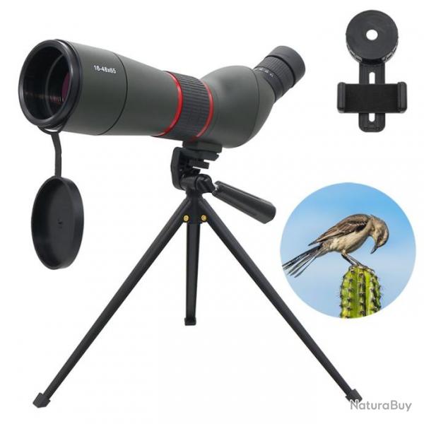 Longue Vue optique Monoculaire avec Trpied 16-48x65 tanche  BAK4 FMC Chasse Observation Vert