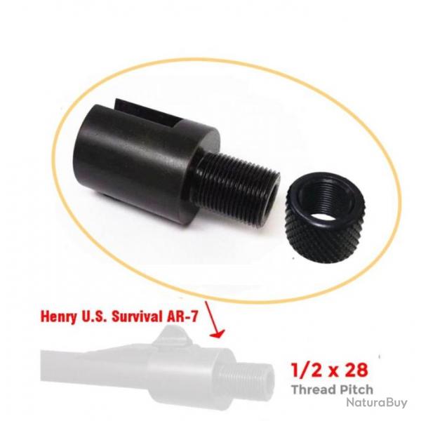 Adaptateur filet 1/2"-28 pour Henry Survival Rifle AR-7 - Avec bague de protection