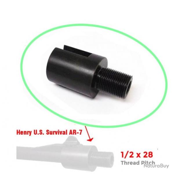 Adaptateur filet 1/2"-28 pour Henry Survival Rifle AR-7 - Sans bague de protection