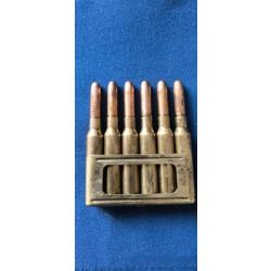 COLLECTOR !  BALLES MUNITIONS ORIGINALES WW1 CARCANO 6.5 X 52 TEL QUE SUR LA PHOTO AVEC SON CLIP