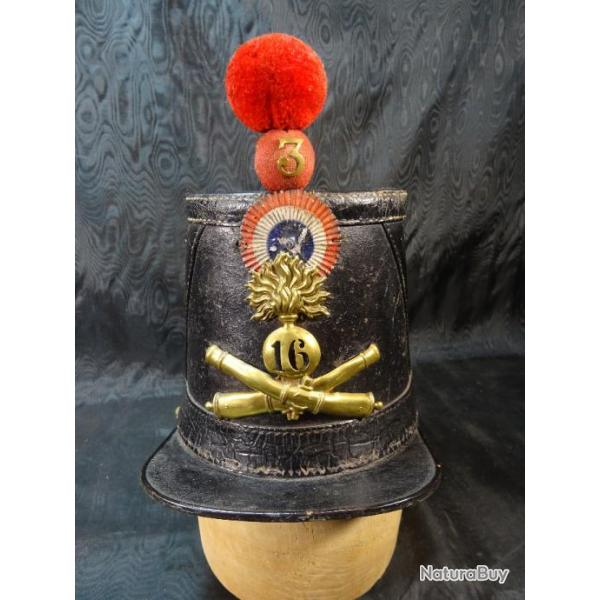 shako artillerie modle 1860 France 16me rgiment "boite  cirage"