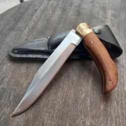 Ancien Couteau de Chasse à la d estaing Laguiole Manche en Bois avec Étui en cuir