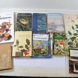 Lot livres nature, insectes champignons papillons escargots arbres et arbustes oiseaux fleurs