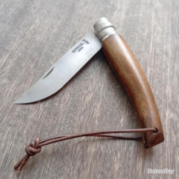 Joli Couteau OPINEL N8 Inox Patine  l ancienne  Manche en Bois