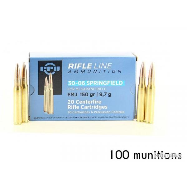 100 Cartouches  balle Partizan PPU 30-06 FMJ 150 gr 