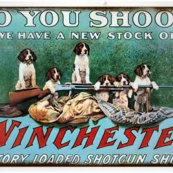 PLAQUE METAL WINCHESTER/CHIENS DE CHASSE