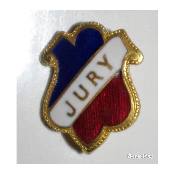 rare insigne jury 23 mm de haut avec attache au dos existe en gnral que en pendentif