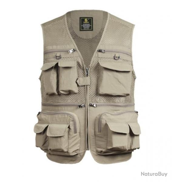 Gilet de Pche du XL au 5XL COLORIS BEIGE