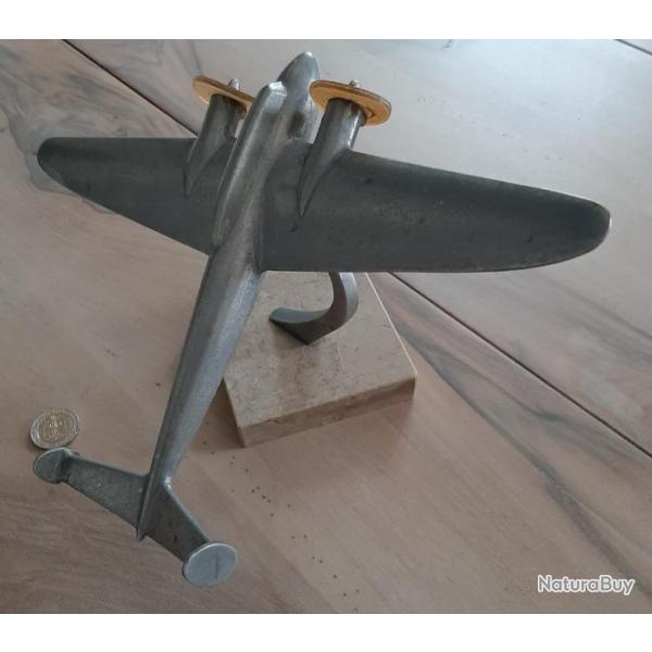 Avion miniature bombardier Art Dco aluminium annes 1930. Avec socle marbre. Belle prsentation