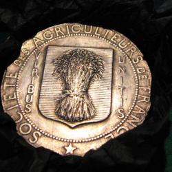 medaille en bronze argenté "societe des agriculteursde france" 59grs diametre 50 mm