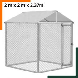 Chenil ou enclos avec toit  2m x 2m x 2,37m - Acier - Livraison gratuite