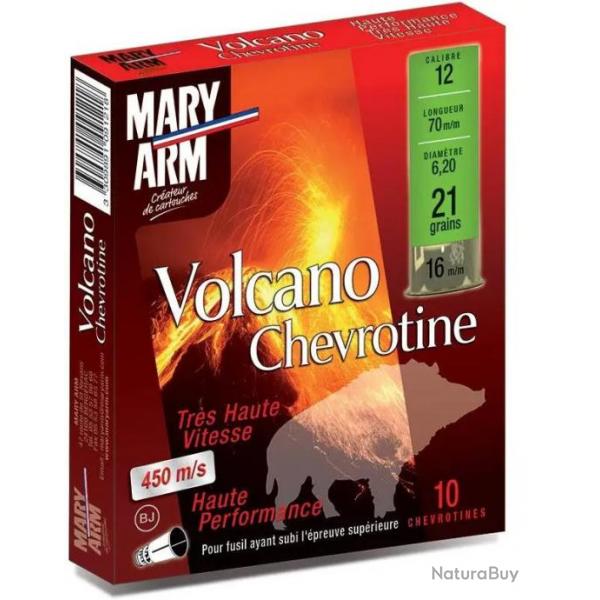 10 Cartouches Mary Arm chevrotine Volcano Haute vitesse - Cal. 12/70