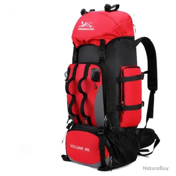 Sac  Dos 90 litres tanche coloris ROUGE