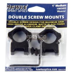 Paire de Colliers HAWKE Weawer - 25.4mm - Rail 22mm- Hauteur Medium - Braderie Automne