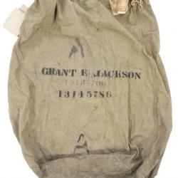 Sac à linge Du soldat Jackson E Grant matricule 13145786 avec étiquettes  et récépissé original WW2