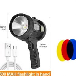 Lampe Torche Projecteur LED SOLAIRE avec 3 lentilles de couleur....ENCHERE 1 EURO