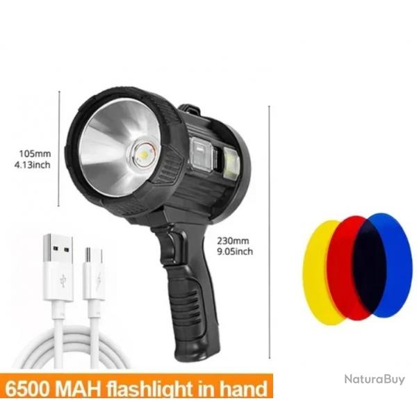 Lampe Torche Projecteur LED SOLAIRE avec 3 lentilles de couleur....ENCHERE 1 EURO