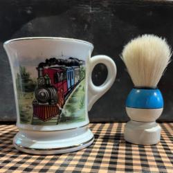 rare ustensile de barber shop, bol a barbe américain, shaving mug introuvable en france