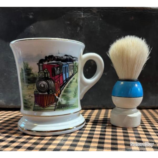 rare ustensile de barber shop, bol a barbe amricain, shaving mug introuvable en france