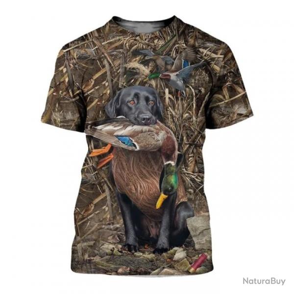 Tee-shirt motif labrador chasse au canard  taille xxs xs s m l xl xxl 3xl 4xl 5xl 6xl. C