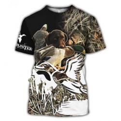 Tee-shirt motif chien de  chasse au canard  taille xxs xs s m l xl xxl 3xl 4xl 5xl 6xl. Zz