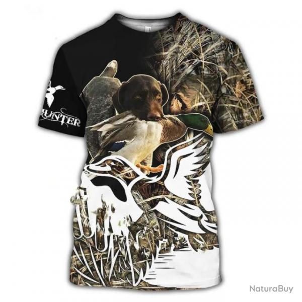 Tee-shirt motif chien de  chasse au canard  taille xxs xs s m l xl xxl 3xl 4xl 5xl 6xl. Zz