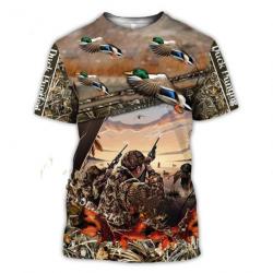 Tee-shirt motif chien de  chasse avec canard  taille xxs xs s m l xl xxl 3xl 4xl 5xl 6xl. Z