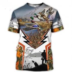 Tee-shirt motif chien de  chasse avec canard  taille xxs xs s m l xl xxl 3xl 4xl 5xl 6xl. C