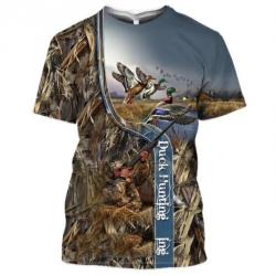 Tee-shirt motif chien de  chasse avec canard  taille xxs xs s m l xl xxl 3xl 4xl 5xl 6xl. D