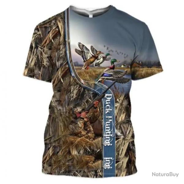 Tee-shirt motif chien de  chasse avec canard  taille xxs xs s m l xl xxl 3xl 4xl 5xl 6xl. D