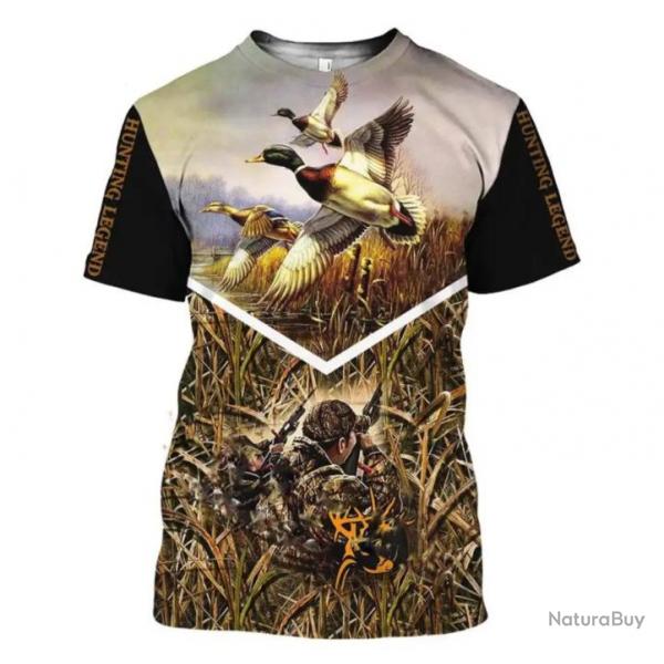 Tee-shirt motif chien de  chasse avec canard  taille xxs xs s m l xl xxl 3xl 4xl 5xl 6xl. E