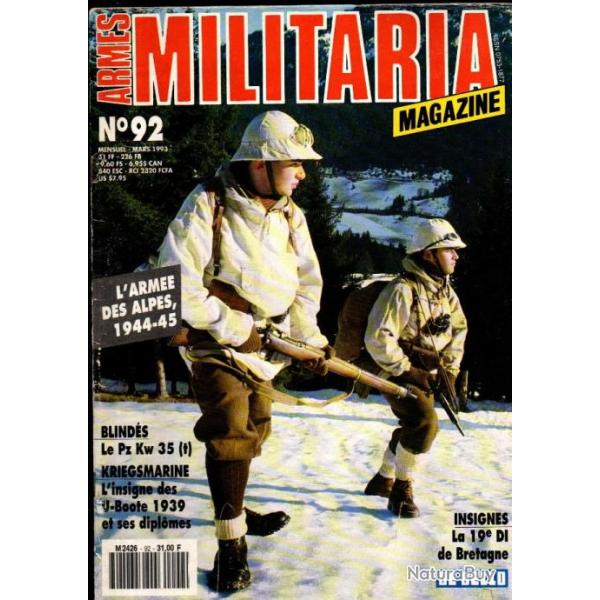 Militaria Magazine 92 insigne des u-boote 1939 , arme des alpes 1944-45, 19e di et insignes, skoda