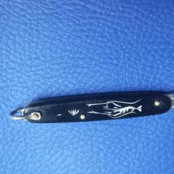 ancien petit couteau de poche extra plat  noir  1970  /  pocket - knife