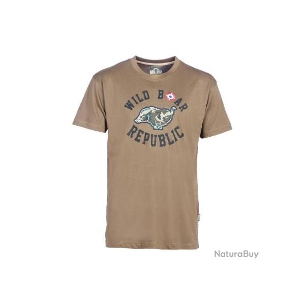 T Shirt Homme Percussion Wildboar Sanglier Beige